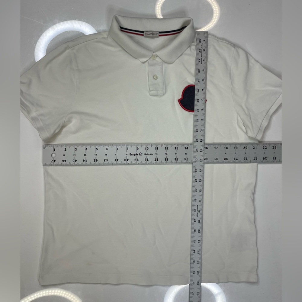 Moncler White Polo Shirt with Black and Red Logo - Picture 10 of 10